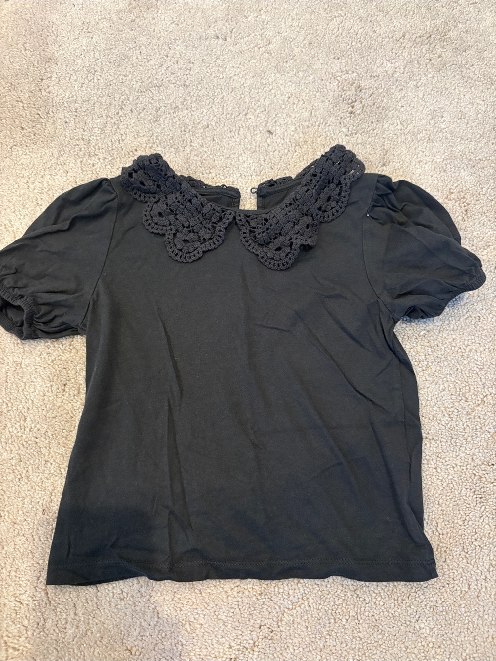 Crochet Collar Puff Sleeve Top